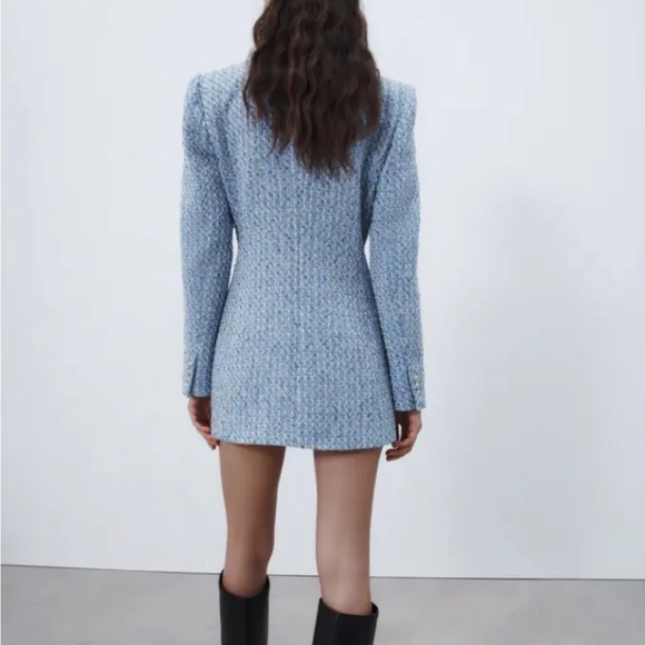 NWT Zara Double Breasted Textured Weave Blazer S - Picture 3 of 16